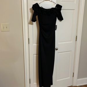 Black off the shoulder formal dress